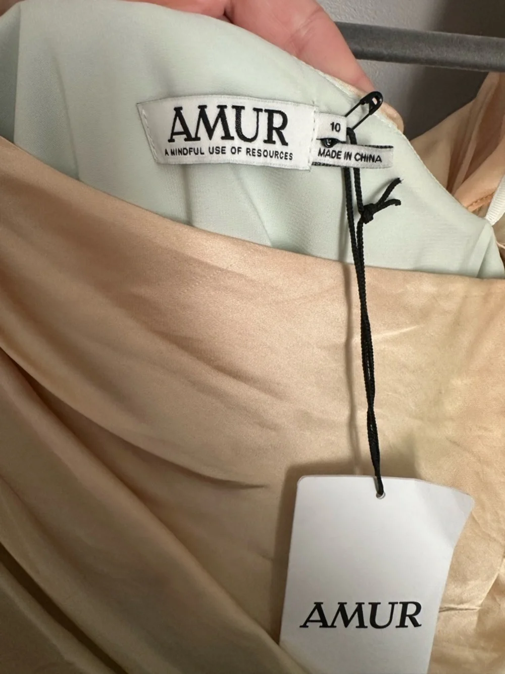 AMUR Beige, Olive & Black Watercolor Cowl Mini Dress - Picture 2 of 8